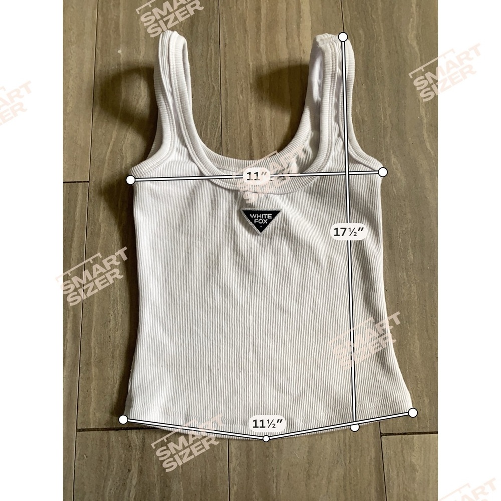 white fox logo Women's White Ribbed Tank Top cropped size xxs - Picture 3 of 5
